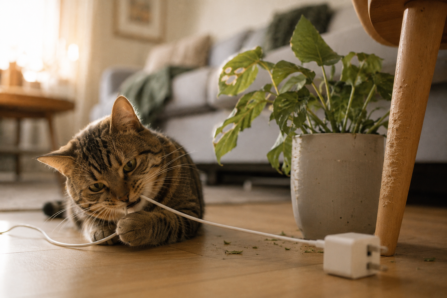 Kabel, Möbel, Pflanzen – für viele Katzen unwiderstehlich.